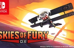 Illustration of a biplane, the Nintendo Switch™ logo and text over image: Skies of Fury DX