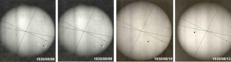 Seiries of photos of the Sun taken with the observatory's coelostat.
