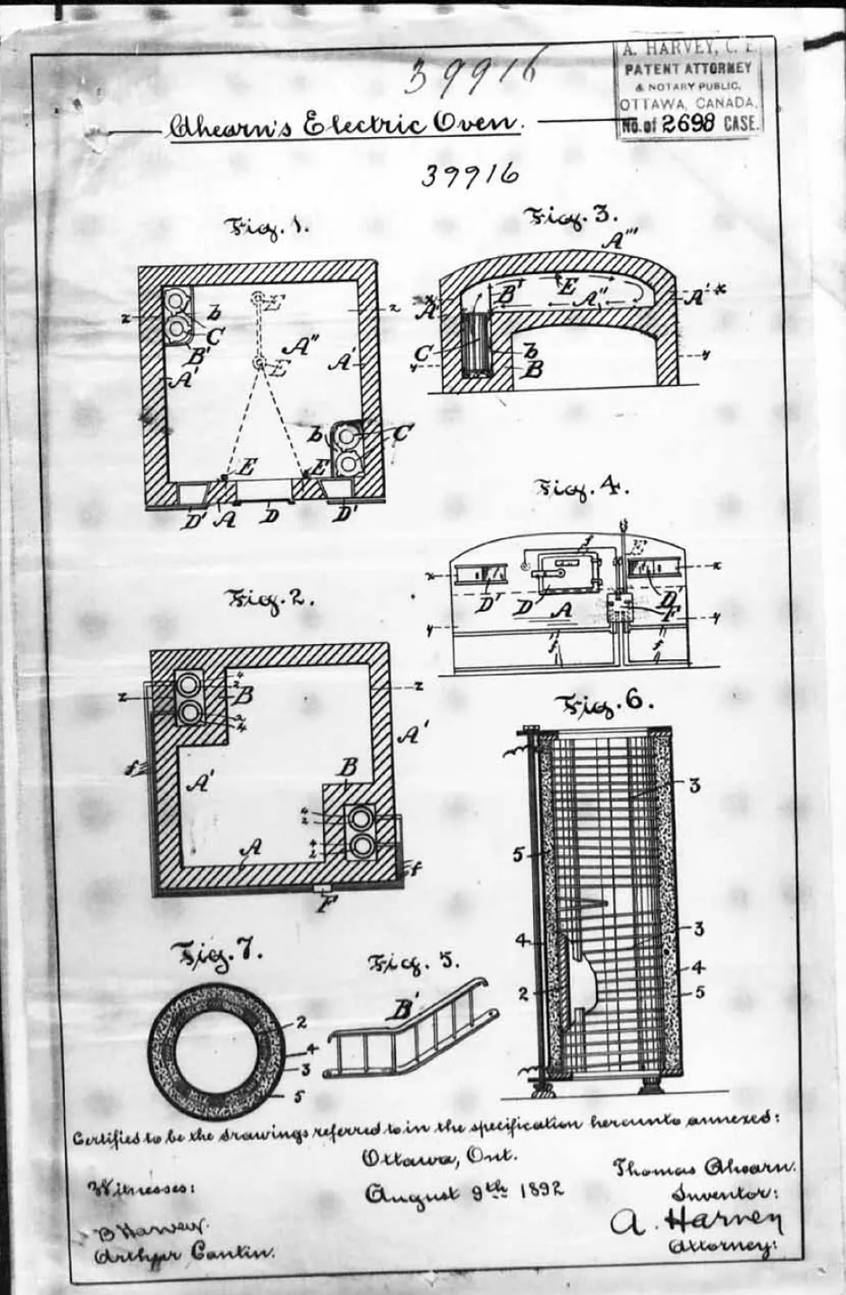 Le brevet de Thomas Ahearn pour un four électrique, 1892