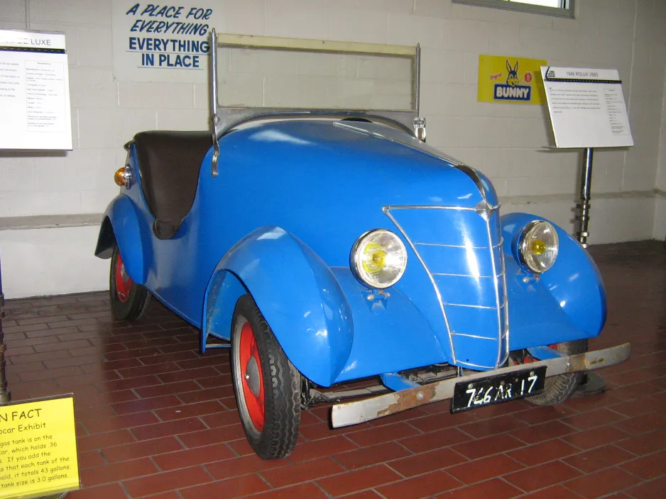 A typical New-Map / Rolux Baby on display at the Lane Motor Museum, Nashville, Tennessee, April 2009. Wikipedia.