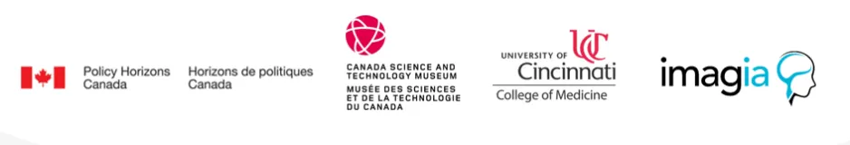 Logos for Policy Horizons Canada, the Canada Science and Technology Museum, The University of Cincinnati, and Imagia
