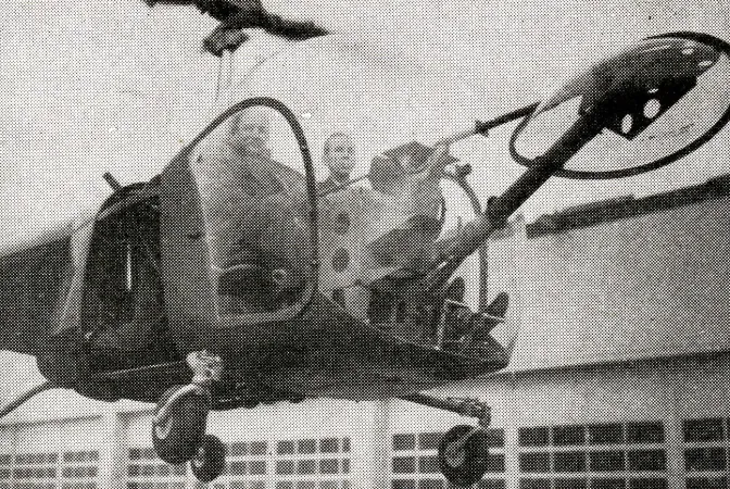 One of the Bell Model 47s ordered by Lindberg-Ryan Air Exploration Company, Incorporated during a pre-delivery test flight at the Bell Aircraft Corporation factory in Niagara Falls, New York. Lundberg is in the right hand seat. The similarities between the helicopter in this photo and the one in the ad you saw at the start of this article are quite striking. Anon., “The aviation news.” Aviation, March 1947, 61.