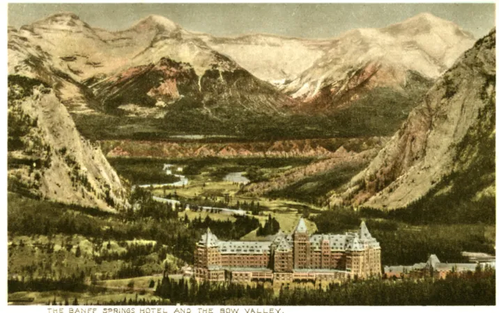 Postcard of the Banff Springs Hotel, featuring the Canadian Rockies, Canadian Pacific Railway Co.