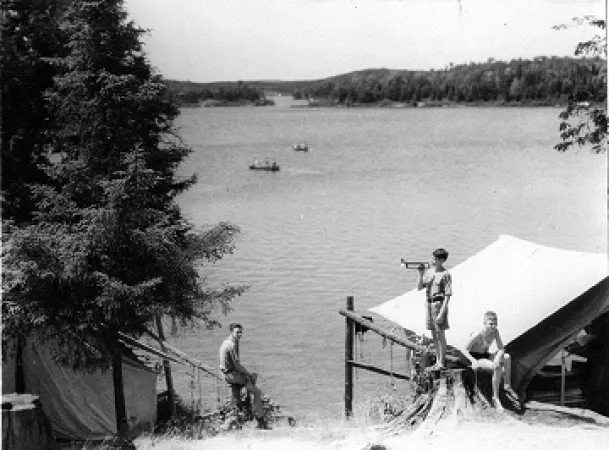 Boys at a camp site in Algonquin Park