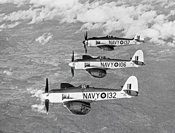 3 Hawker Sea Fury FB.11 planes flying