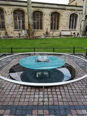 A monument on the Tower Green marking the place of execution of two of Henry VIII’s wives, Anne Boleyn and Catherine Howard.