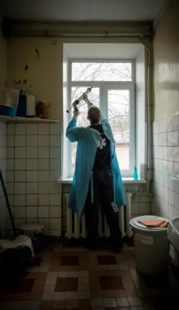 GlobalMedic's Rapid Response Team installs blast film in Ukraine.