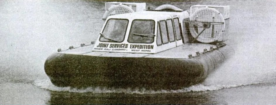One of the River Rover prototype shortly before it went to Nepal. Anon., “Technology – River Rover hovers in a tight corner.” New Scientist, 16 November 1978, 80.