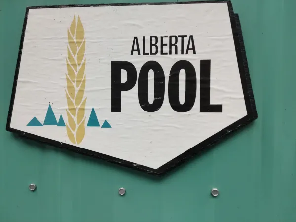 Close-up view of the Alberta Pool sign.
