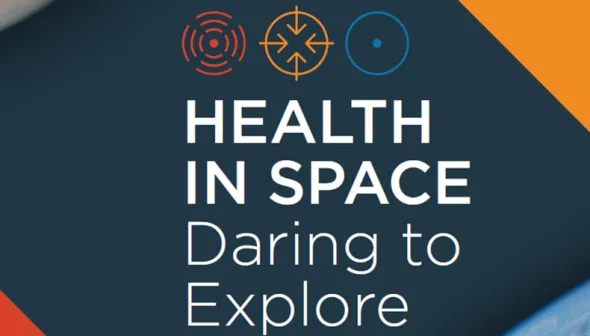 Image of the document’s title page featuring the exhibition's title, Health in Space: Daring to Explore.