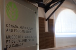 A photo of a podium that The Canada Agriculture and Food Museum.