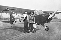 The first Fleet Model 80 Canuck light / private airplane, Fort Erie, Ontario, March 1946. This aircraft belonged to Sturgeon Air Services Limited of Fredericton, New Brunswick. CASM, negative number KM-07962