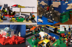  A collage of the 5 winning LEGO creations for each category.