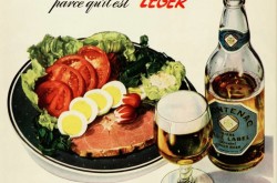 Publicité pour la lager Frontenac Blue Label de National Breweries Limited de Montréal, Québec. Anon., « Publicité – National Breweries Limited. » Le Samedi, 23 août 1941, 12.