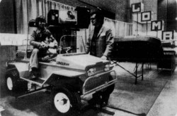 The Loman 225 all-terrain vehicle on display at the Salon camping, chasse et pêche 73, Montréal, Québec. Anon., “Pédalo ‘Fun Cycle’ – Une réponse à un rêve…” La Patrie, 1 April 1973, 23.