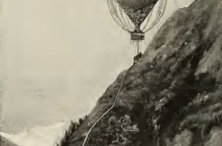 Le chemin de fer aérostatique / chemin de fer au ballon proposé par Friedrich Volderauer. Salvatore Pannizzi, « Mountain Railways. » The Wide World Magazine, juillet 1898, 304.